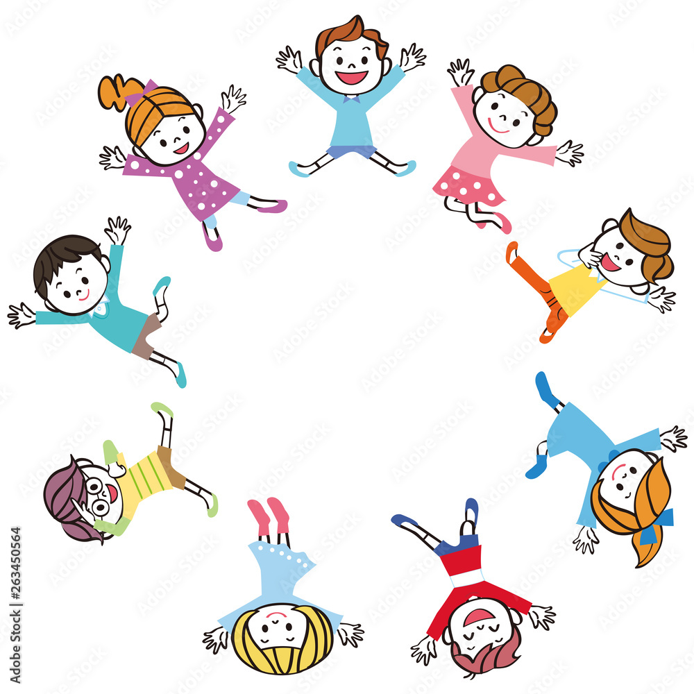 Obraz premium ジャンプする子供の輪