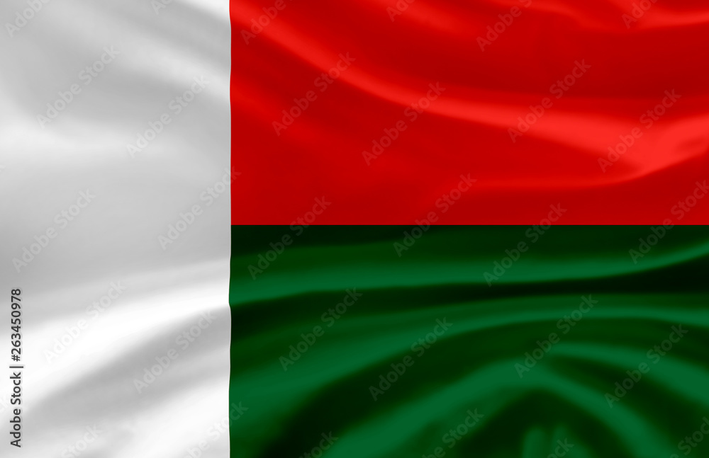 Madagascar waving flag illustration.