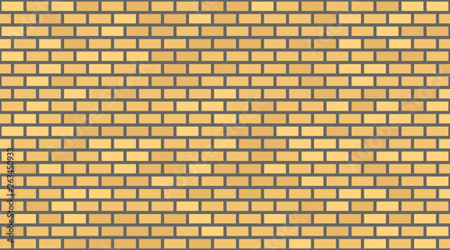 Vector yellow brick wall background. Old texture urban masonry. Vintage architecture block wallpaper. Retro facade room illustration