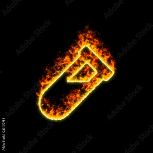 The symbol vial burns in red fire