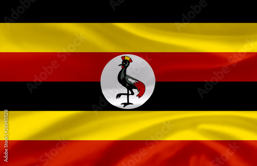 Uganda waving flag illustration.