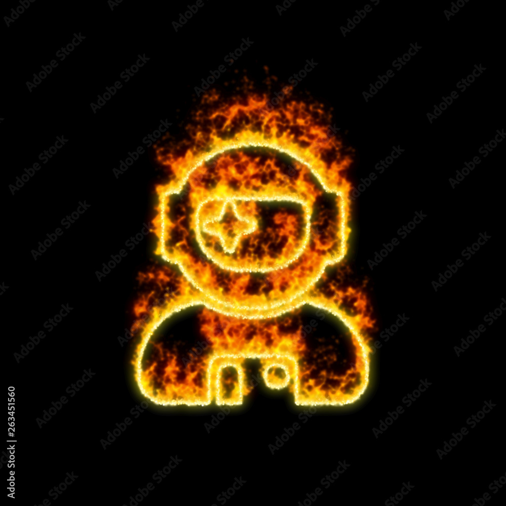 The symbol user astronaut burns in red fire The symbol user astronaut burns in red fire