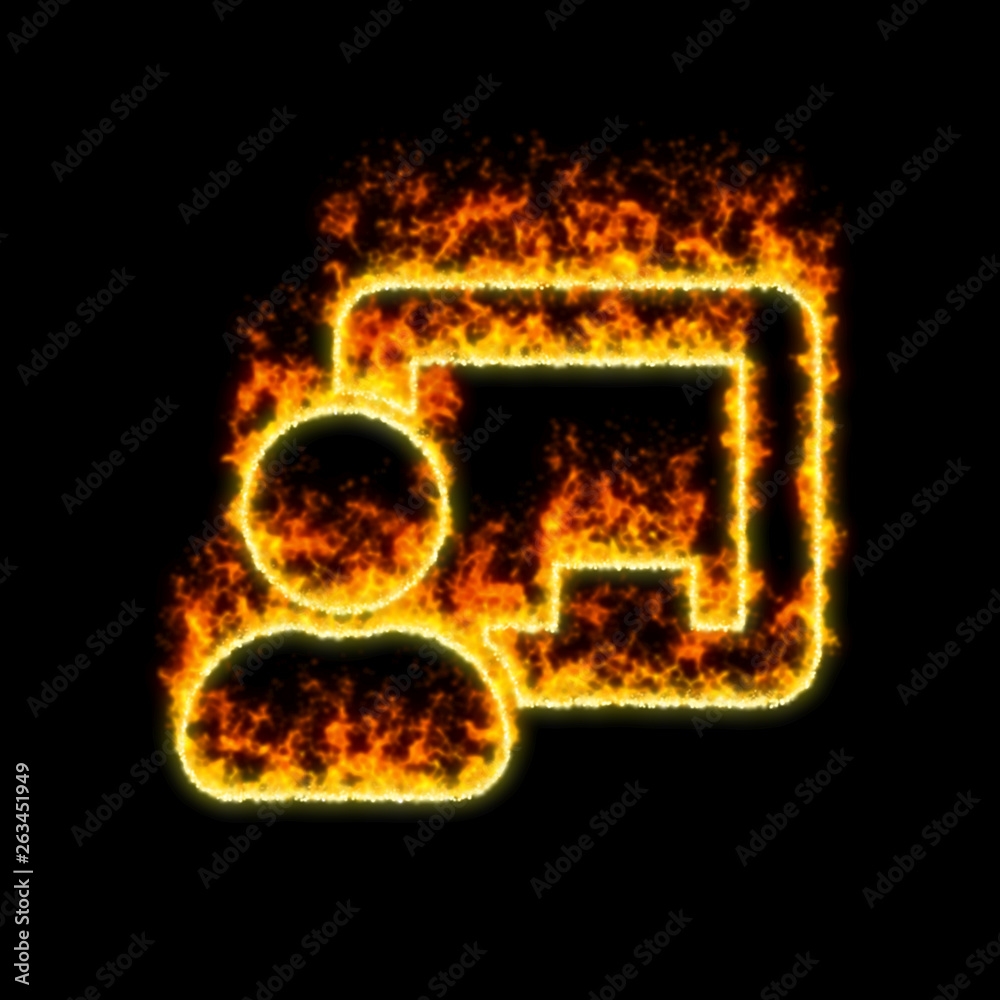 Fototapeta premium The symbol chalkboard teacher burns in red fire