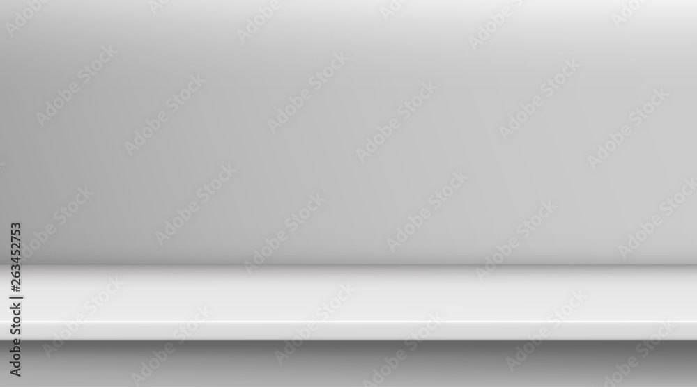 Gradient mesh vector table. Background of empty vivid white color table, studio room advertise for your business products. Design banner on content website with copy space display. EPS 10 illustration Gradient mesh vector table. Background of empty vivid white color table, studio room advertise for your business products. Design banner on content website with copy space display. EPS 10 illustration