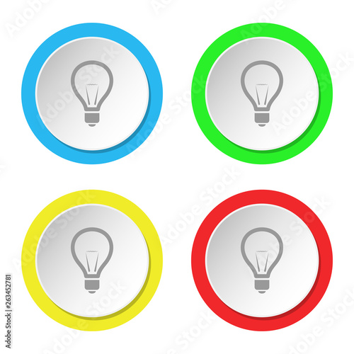 Idea icon. Set of round colored flat icons.