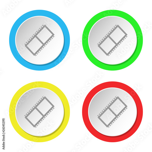 Movie icon. Set of round colored flat icons.