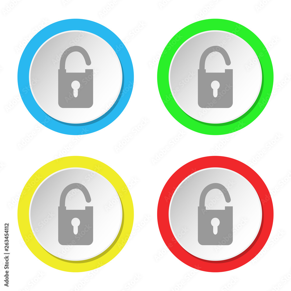 Padlock icon. Set of round colored flat icons. Padlock icon. Set of round colored flat icons.
