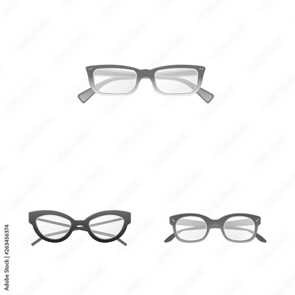 Vector design of glasses and frame symbol. Set of glasses and accessory stock vector illustration. Vector design of glasses and frame symbol. Set of glasses and accessory stock vector illustration.