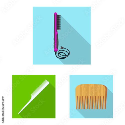 Vector illustration of brush and hair symbol. Set of brush and hairbrush stock vector illustration.