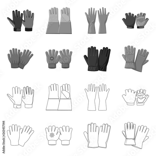 Vector illustration of glove and winter icon. Set of glove and equipment vector icon for stock.