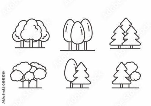 Set of forest icon with outline style. Forest icon vector illustration 
