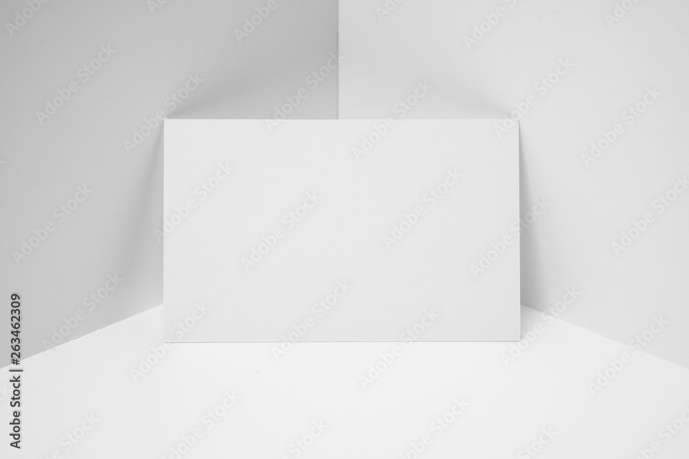perspective view of business card on white space