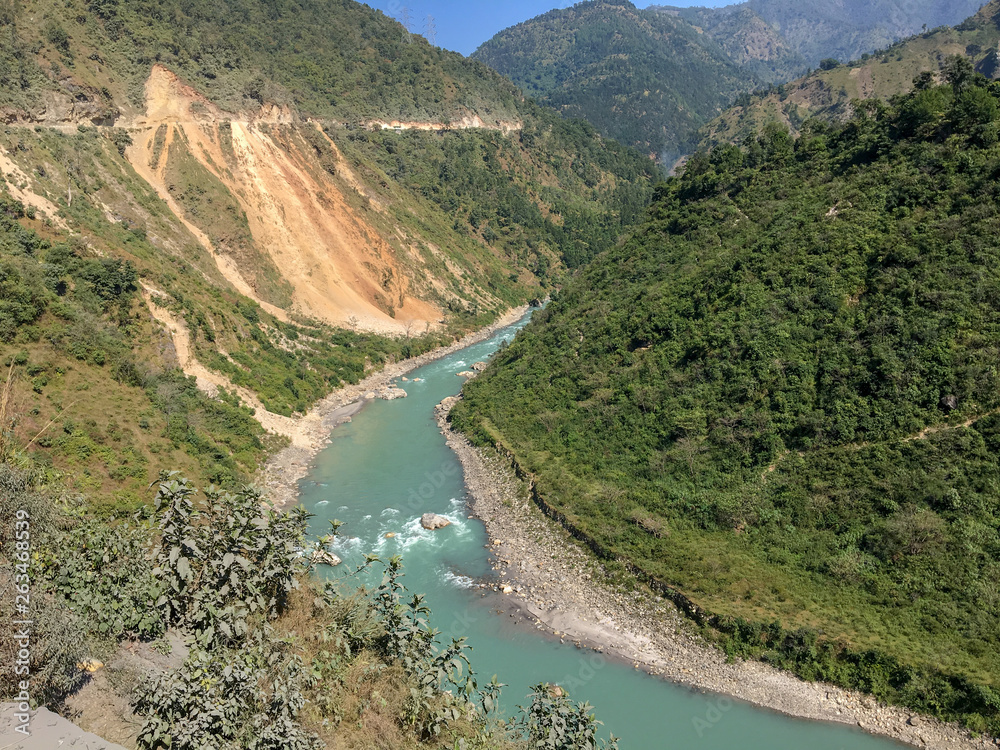 Riverside view in the Mountains (Himalayas) Riverside view in the Mountains (Himalayas)