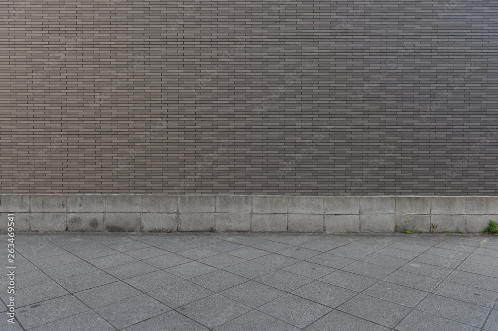 Fototapeta premium street wall background ,Industrial background, empty grunge urban street with warehouse brick wall