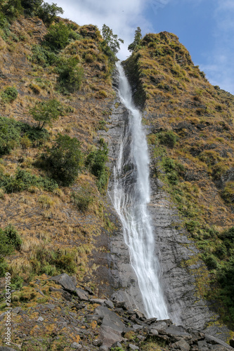 A waterfall in the mountains