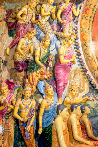 Buddha statues in Gangaramaya Temple in Colombo