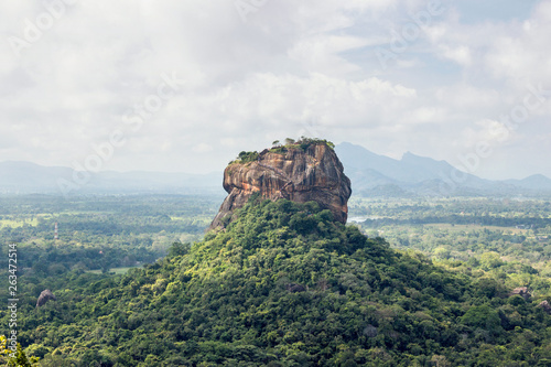 landscape of green forest with lion rock Sigiriya in Sri Lanka 