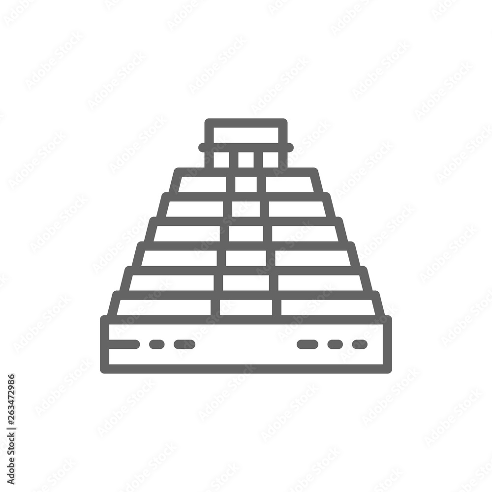 Pyramid of Kukulkan at Chichen Itza, Mexico, landmark line icon. Pyramid of Kukulkan at Chichen Itza, Mexico, landmark line icon.