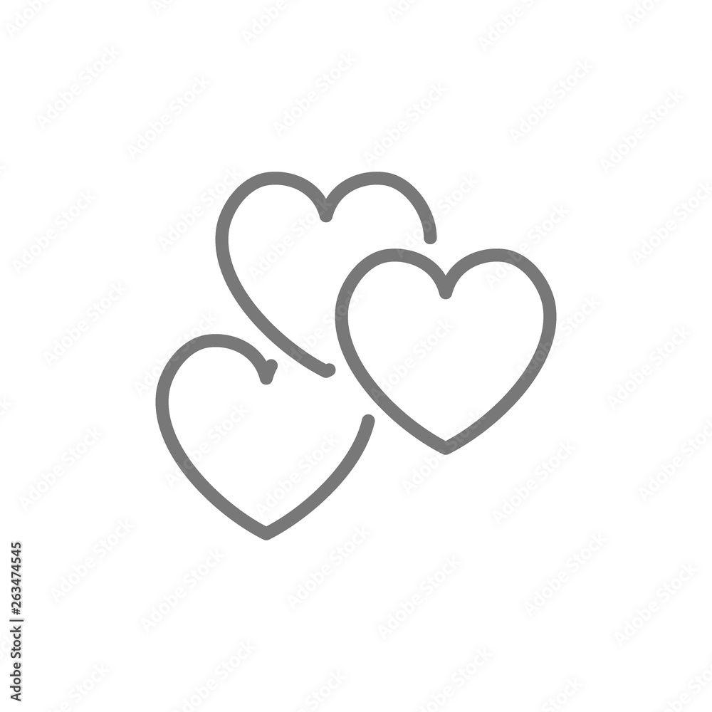 Hearts, favorite, feedback line icon.