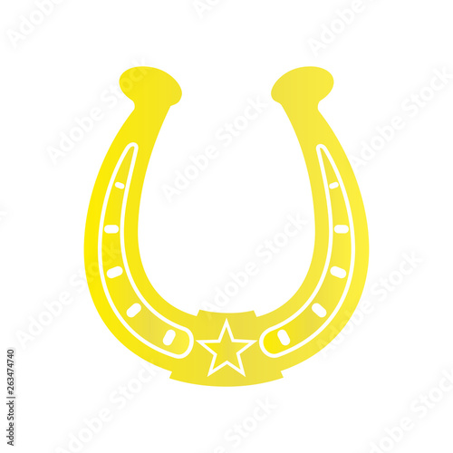 Horse shoe gold icon on background for graphic and web design. Simple vector sign. Internet concept symbol for website button or mobile app.