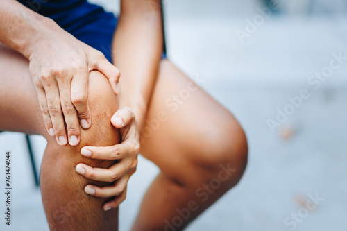 young women knee ache, healthcare concept photo