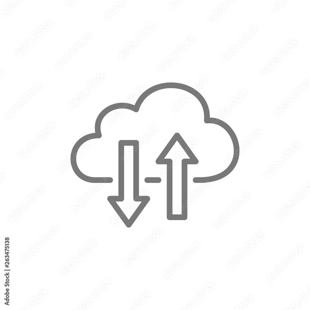 Cloud computing, data transfer line icon. Cloud computing, data transfer line icon.