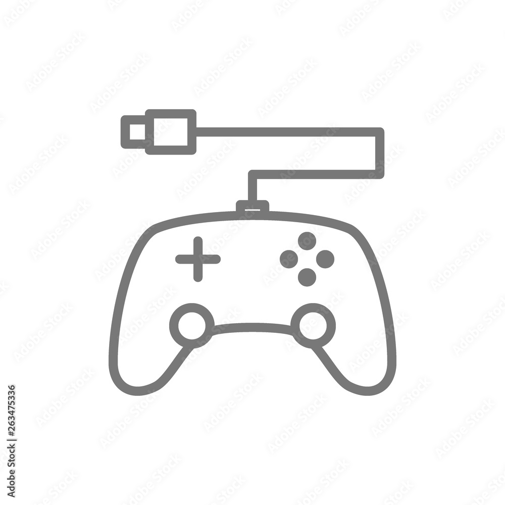 Gamepad, console controler line icon.