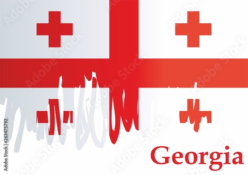 Flag of Georgia, Five Cross Flag. Template for award design, an official document with the flag of Georgia and other uses. Bright, colorful vector illustration.