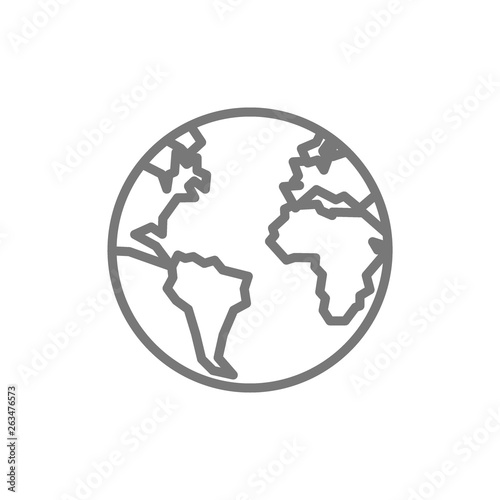 Earth, globe, planet line icon.