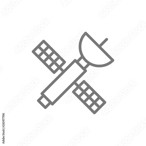 Satellite, space station line icon.