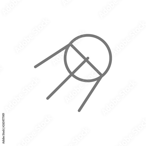 Sputnik, rocket line icon.