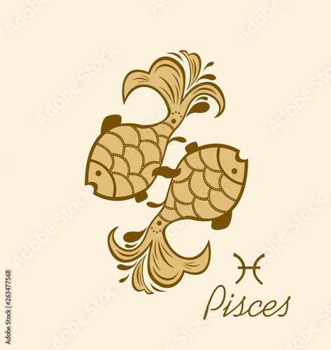Pair of golden pisces for oriental horoscope