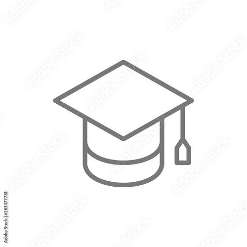 Graduation cap, education line icon.