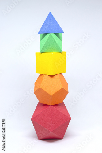 Regular solids: tetrahedron, hexahedron, octahedron, dodecahedron and icosahedron