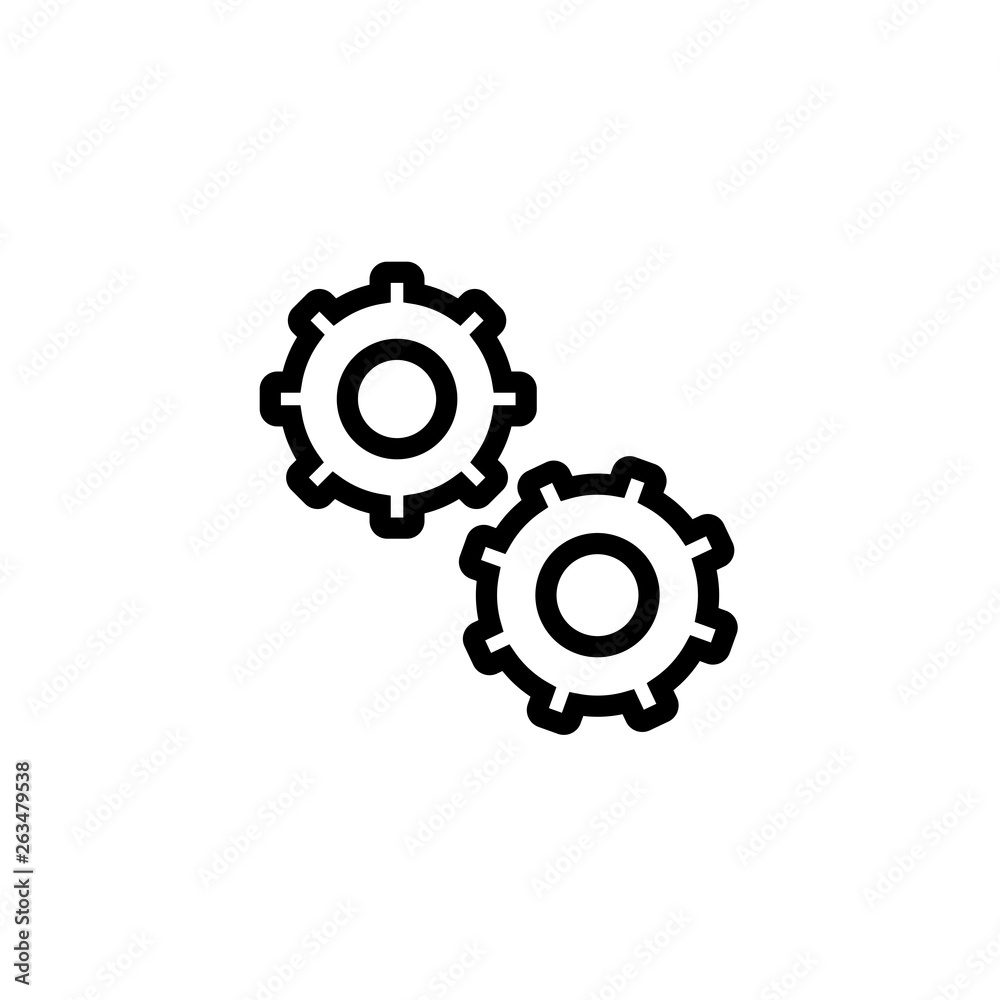 Settings icon with additional gears icon, vector illustration. Settings icon with additional gears icon, vector illustration.