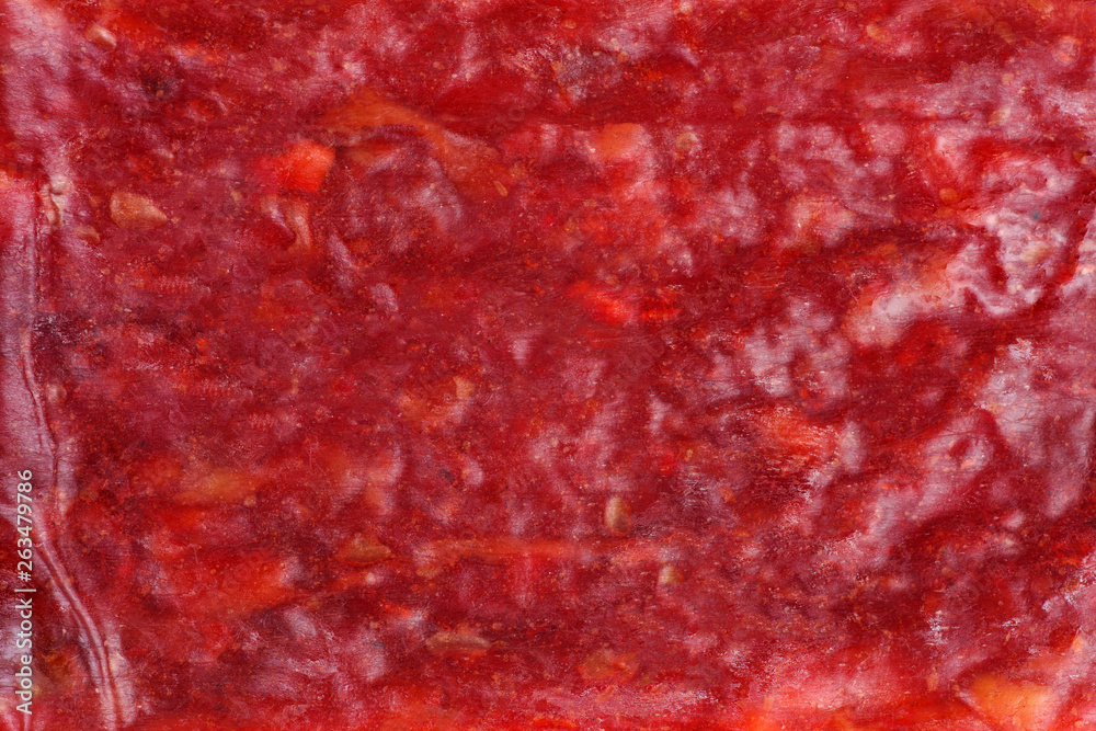 Close-up shot of beef jerky piece Close-up shot of beef jerky piece