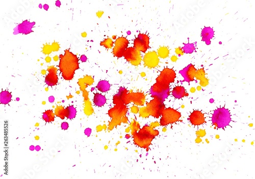 Colorful abstract watercolor texture with splashes and spatters. Modern creative watercolor background for trendy design.