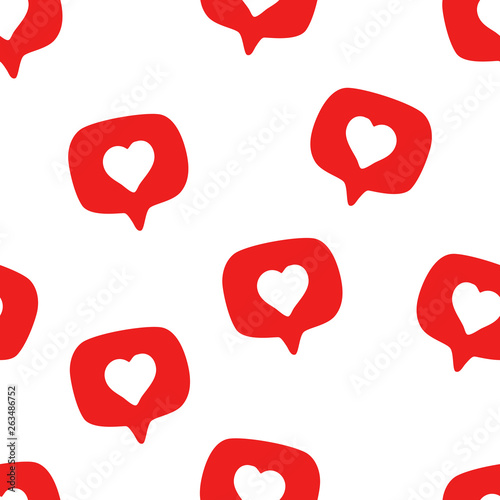 Seamless pattern with social media hand drawn likes