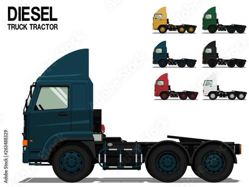 Isolated Diesel Truck tractor on transparent background