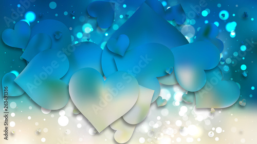 Blue and Beige Heart Background Vector