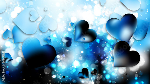 Blue and White Heart Background