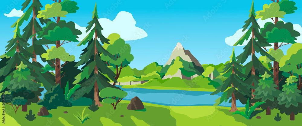 Cartoon Forest Mountain Background