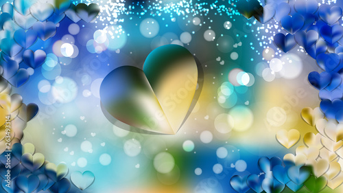 Blue and Yellow Heart Background