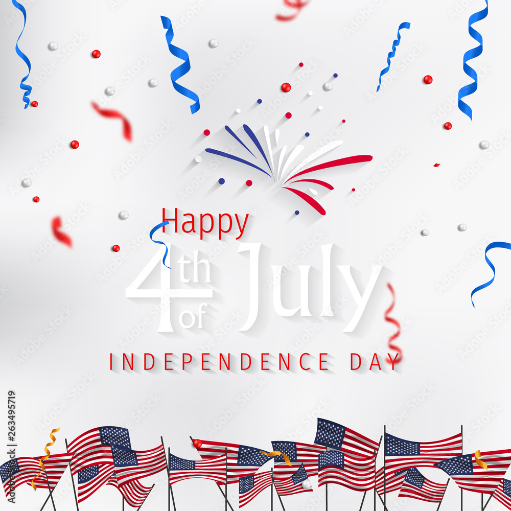 Obraz premium Happy 4th of July Independence Day greeting card. Happy independence day of America vector design. 4th of july celebration.