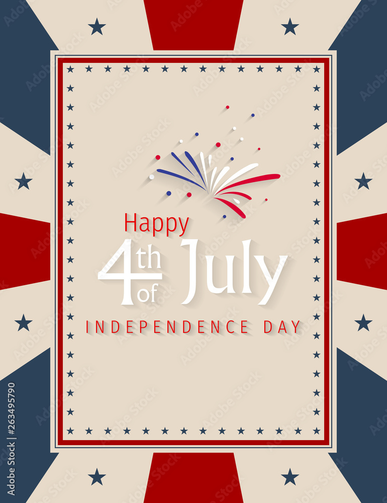 Naklejka premium Happy 4th of July Independence Day greeting card. Happy independence day of America vector design. 4th of july celebration.