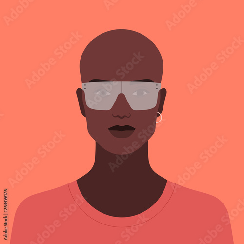 Portrait of an African man. Avatar fashion guy. Diversity. Vector flat illustration © moremar