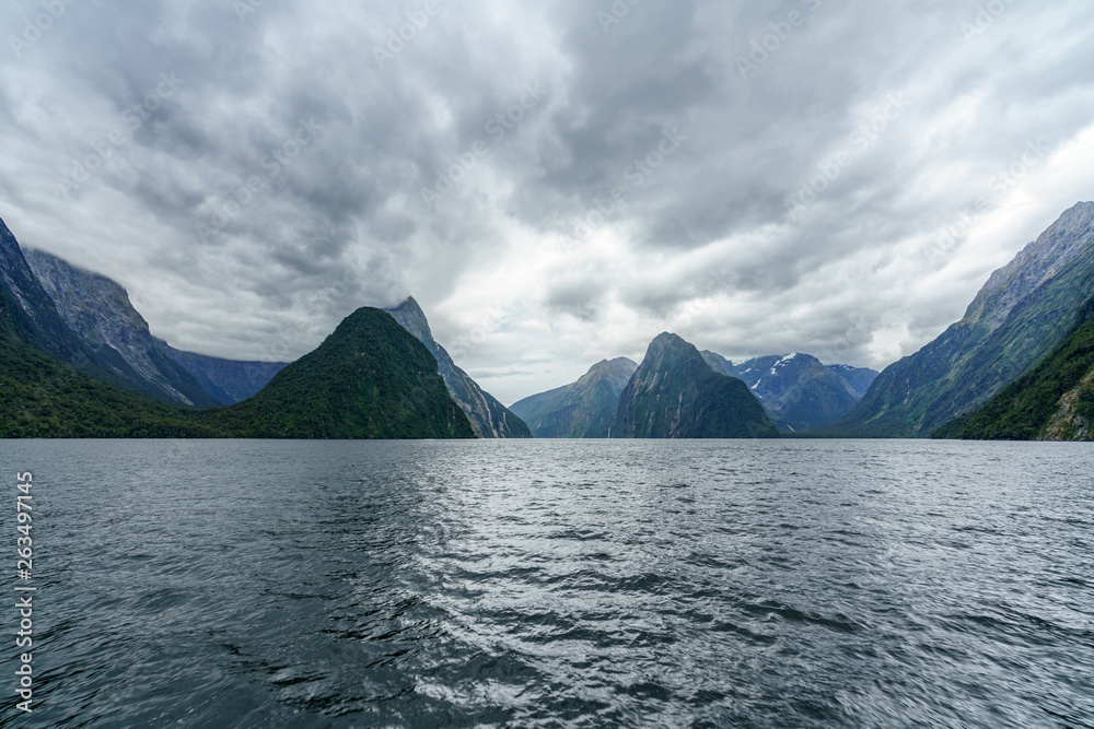 steep coast in the mountains at milford sound, fjordland, new zealand 8