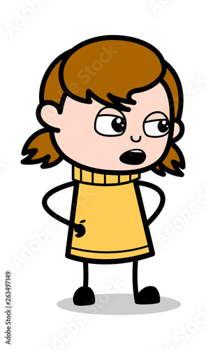 Discussion - Retro Cartoon Girl Teen Vector Illustration