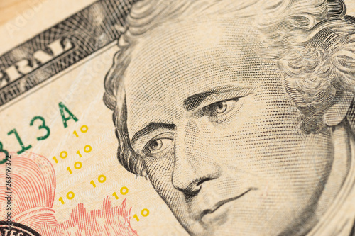Wallpaper Mural Alexander Hamilton face on US ten or 10 dollars bill macro, united states money closeup Torontodigital.ca