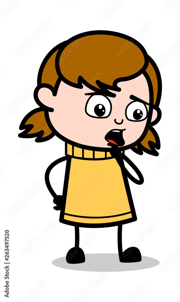 Concerned - Retro Cartoon Girl Teen Vector Illustration Concerned - Retro Cartoon Girl Teen Vector Illustration